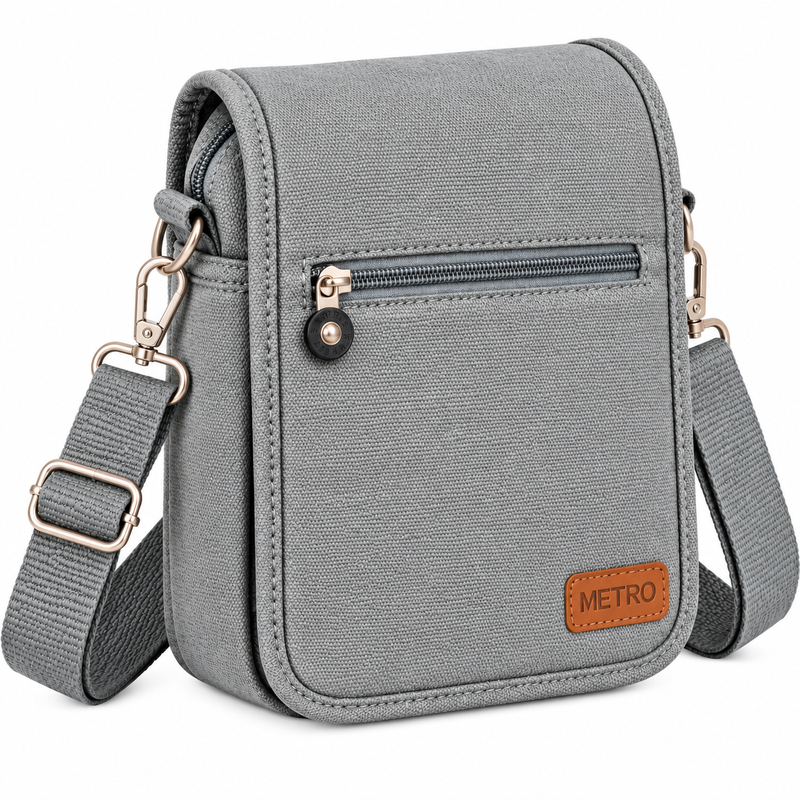 LL-255 Grey Canvas X-Body Shoulder Bag W/4 Zips (New) (image for) LL-255 Grey Canvas X-Body Shoulder Bag W/4 Zips (New)